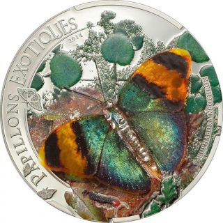 Central African Rep 2014 Butterflies In 3d Euphaedra Neophron Silver Proof Coin