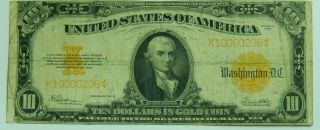 1922 $10 Gold Certificate Ten Dollars Gold Coin Currency Lg Note Speelman White