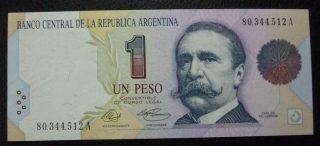 Argentina Banknote 1 Peso Convertible,  Pick 340a Unc 1992 (series A)