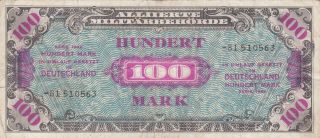 100 Mark Fine Banknote From Allied Military In Germany 1944 Pick - 196