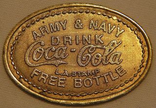 Vintage Brass Coca Cola Token Army & Navy Bottle Coca Cola