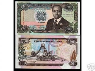 Kenya 200 Shillings P29 C 1992 Moi Mountain Scarce Date Unc Money Bill Bank Note