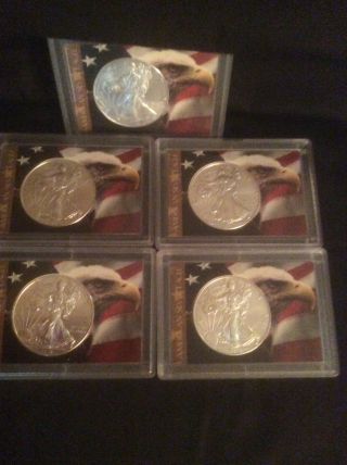 2018 1 Oz U.  S.  Silver American Eagle One Dollar $1 Unc.  /case (set Of 5)