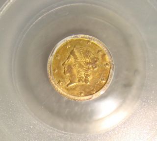 1867 Bg - 1007 Round Liberty Head Half Dollar Fractional Gold Token Pcgs Ms63