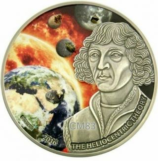 Heliocentric Theory Copernicus 1 Oz Silver Coin 1000 Francs Burkina Faso 2016