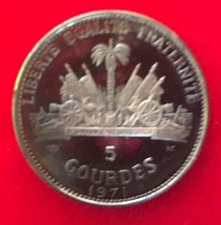 Haiti 5 Gourdes Silver Coin 1971 Ic