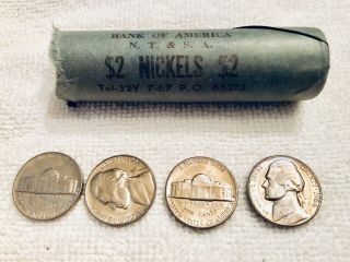1964 - D Jefferson Nickel Roll Bu Wrap 40 Coins