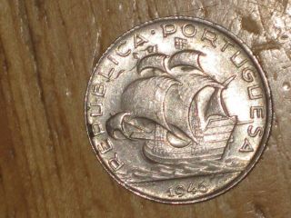 Portugal 1946 Silver 2 1/2 Escudos Coin Extremely Fine