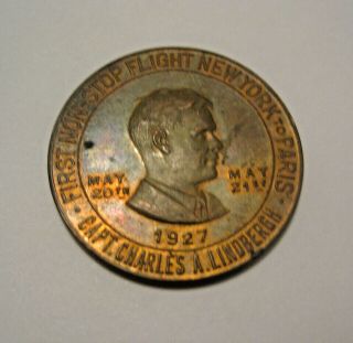 Vintage 1927 Lucky Lindbergh Coin Token Medal Capt.  Charles Lindbergh Flight