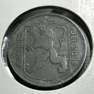 1942 Belgium Ww2 Occupation 1 Franc Scarce Coin