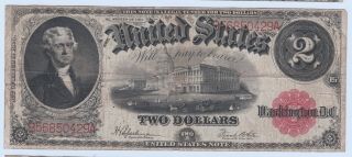 1917 $2 Two Dollar Bill Red Seal United States Legal Tender Large Note 429a