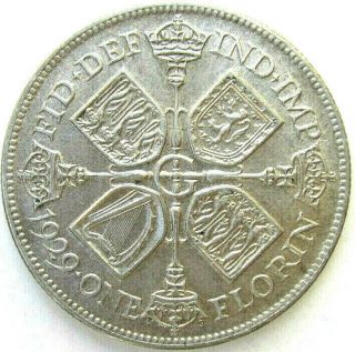 Great Britain Uk Coins,  One Florin 1929,  George V,  Silver 0.  500