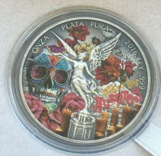 2016 Mexico 1 Onza Libertad Day Of The Dead 1 Oz Silver Coin