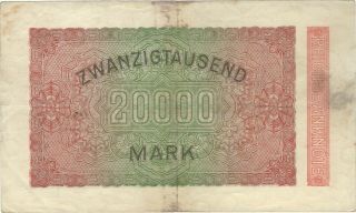 1923 20,  000 MARK GERMANY REICHSBANKNOTE CURRENCY NOTE GERMAN BANKNOTE BILL CASH 2