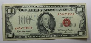 1966 One Hundred Dollars United States Note $100 Fr 1550 Granahan - Flower
