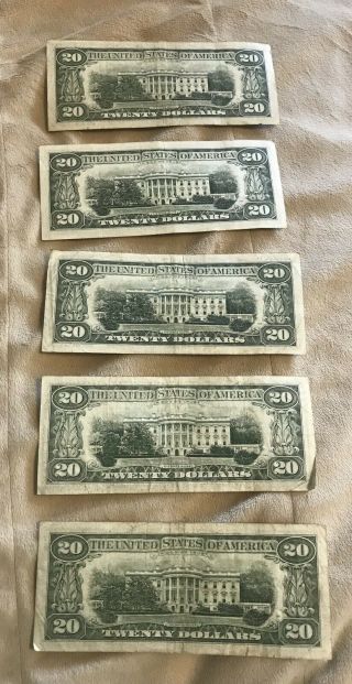 1981 series A 5 Twenty Dollar Bills $100 2
