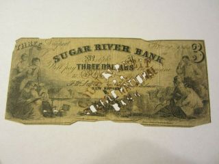 1864 $3 The Sugar River Bank Newport,  N.  H.  Contemporary Counterfeit