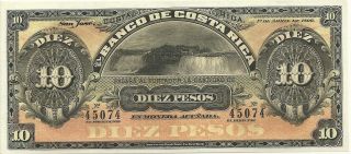 Costa Rica 10 Pesos 1.  4.  1899 P S164r Banknote Chunc