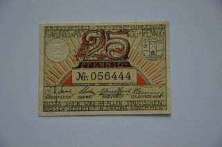 SCHLESWIG NOTGELD 25 PFENNIG 1920 EMERGENCY MONEY GERMANY ISSUED (6301) 2