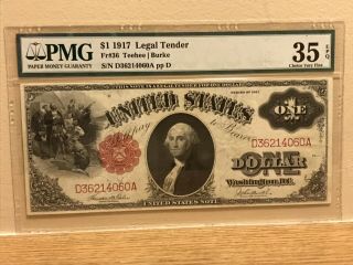 1917 Series $1 Legal Tender Note Pmg 35 Epq
