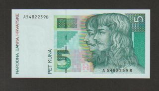 Croatia,  5 Kuna Banknote,  1993,  Choice Uncirculated,  Cat 28 - A