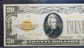 US 1928 $20 Gold Certificate FR 2402 PCGS VF 20PPQ 7