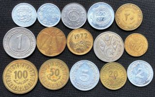 15x Foreign Coins - Algeria,  Tunisia,  Luxembourg,  Various Dates & Denominations