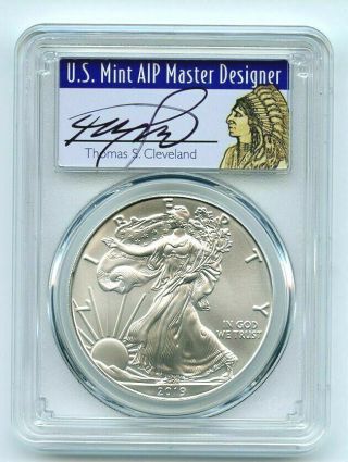 2019 American Silver Eagle Pcgs Ms70 Fs Thomas Cleveland 1 Of 1000 Native Label