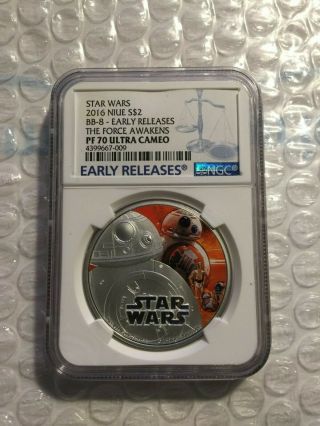 Star Wars 2016 Niue $2 Bb - 8 Early Releases The Force Awakens Pf 70 Ngc Ultra Cam
