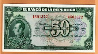 Colombia 50 Pesos 1951 P393d Choice Au