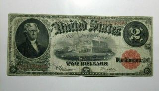 1917 Usa $2 Dollars United States Note Two Dollar D/a Block Banknote