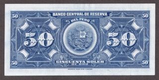 1965 Peru Banco Central De Reserva Del Peru 50 Soles De Oro P - 89a Choice AU, 2