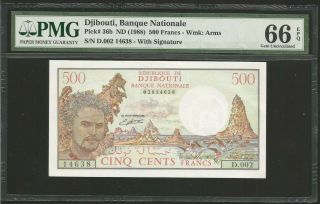 Djibouti,  500 Francs (1988) Pmg 66 Unc