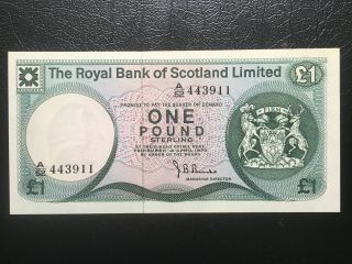 The Royal Bank Of Scotland 1973 £1 One Pound Banknote Unc S/n A52 443911