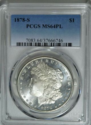 1878=s Morgan Dollar Pcgs Ms 64 Pl