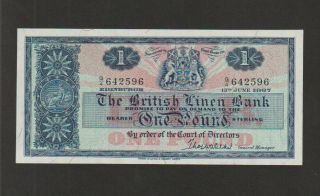 Scotland 1 Pound Banknote,  13.  1.  1967,  Choice About Uncirculated,  Cat 168