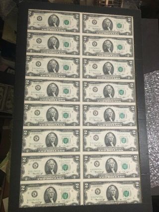 Star Notes Sheet Of 16 1976 $2 Federal Reserve Notes - 4713