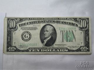 10 Bills 1934 - A $10 Federal Reserve Notes Old US Currency Ten Dollar Bills 9310 5