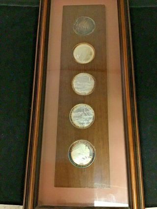 1981 - 82 Bunker Hill Mining Company - 5 Coin Silver Medallions - Set In A Frame