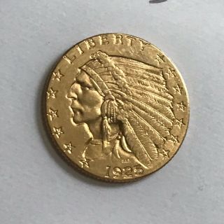 Strong Denver Gold 1925 - D Indian Head $2.  50 Quarter Eagle U.  S.  2 1/2 Ebucks