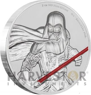 2017 Star Wars Darth Vader Ultra High Relief Niue - 2 Oz.  Silver Coin - Ogp