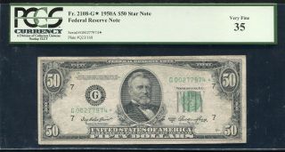 Fr.  2108 - G 1950 - A $50 Fifty Dollars Star Frn Federal Reserve Note Pcgs Vf - 35