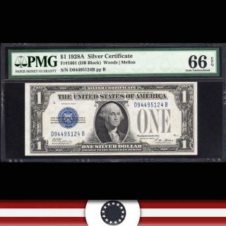 Gem 1928 - A $1 Silver Certificate Funny Back Pmg 66 Epq Fr 1601 D94495124b