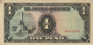 1 One Peso Philippines Japanese Invasion Money Note Banknote Bill Cash Jim Wwii