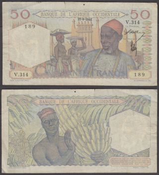 French West Africa 50 Francs 1944 (f) Banknote P - 39