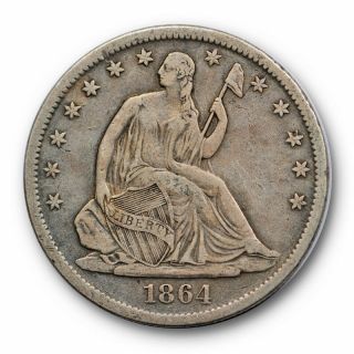 1864 S 50c Seated Liberty Half Dollar Very Fine To Extra Fine 7856
