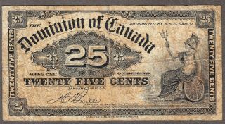 1900 Dominion Of Canada - 25 Cents Bank Note - Good - Dc - 15b - Ae04