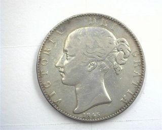 Great Britain 1845 Silver Crown Choice Very Fine Km 741