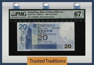 Tt Pk 335a 2003 Hong Kong - Bank Of China 20 Dollars Pmg 67 Epq Gem Unc