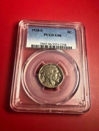 1928 S 5c Indian Head Buffalo Nickel Us Coin Pcgs G06